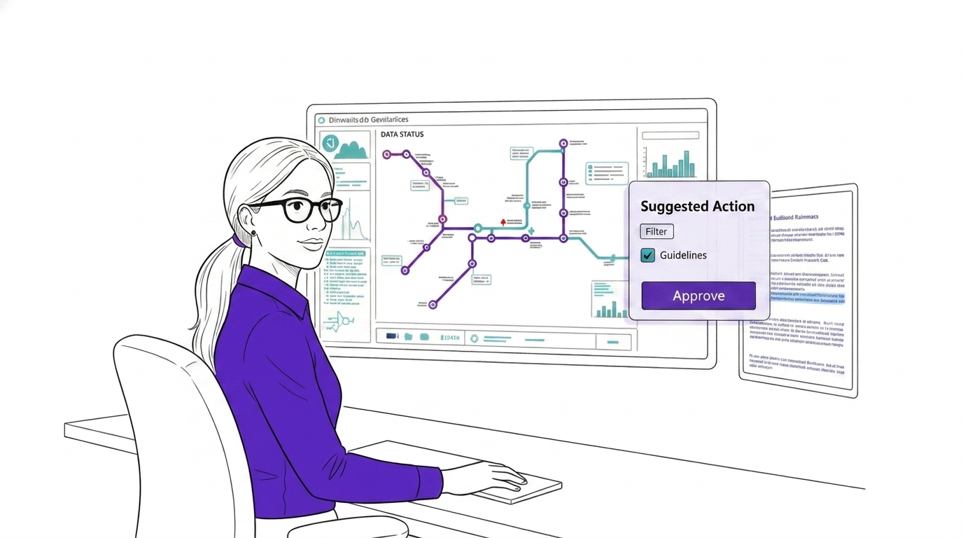 Illustration: KI-Assistent schlägt regelkonforme Maßnahmen in der Disposition vor