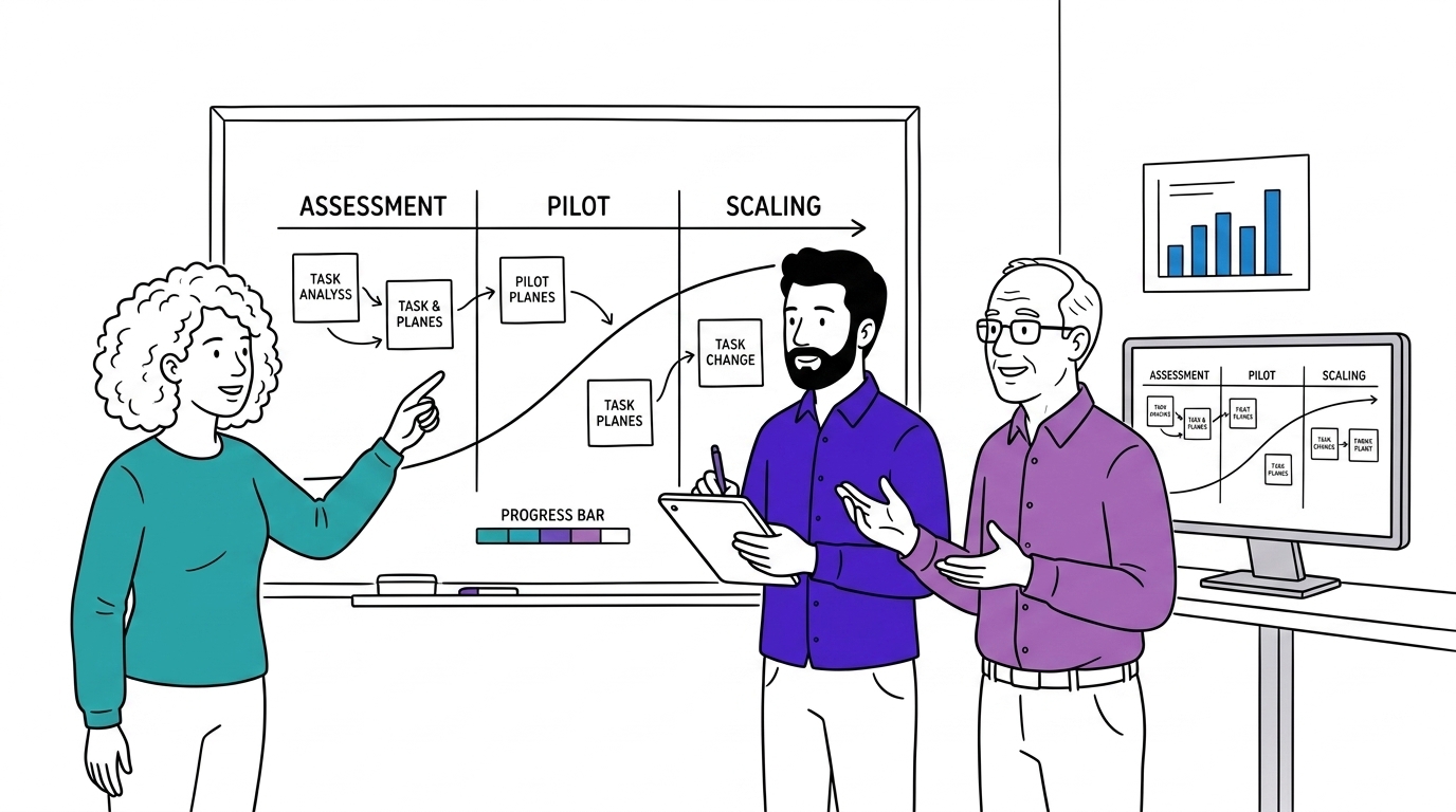 Illustration: Von manueller KI-Chaos zu strukturierter Governance und Roadmap