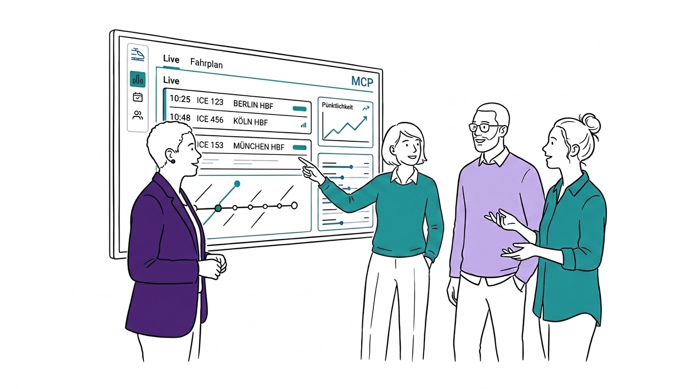 Illustration: MCP-Server mit Live-Fahrplan und Pünktlichkeitsdaten der Deutschen Bahn