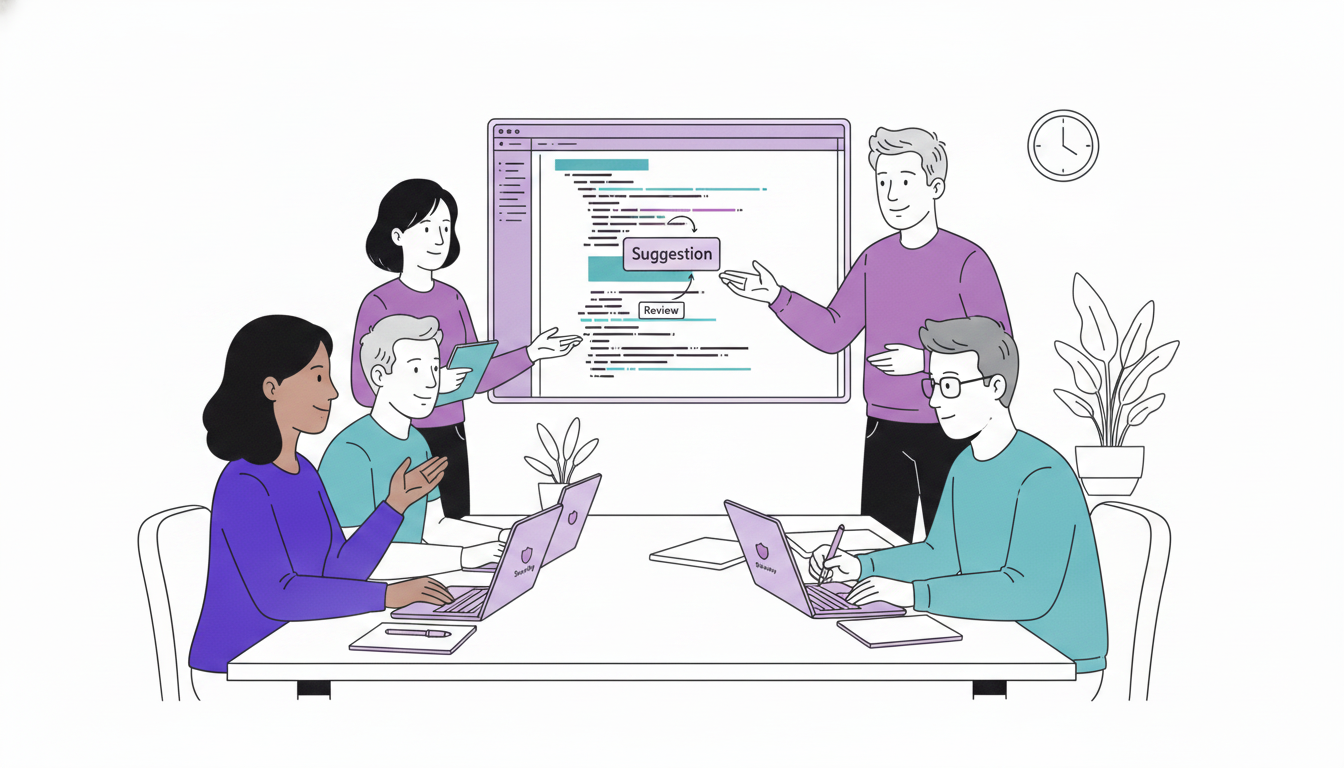 Illustration: Team-Training für den sicheren Einsatz von KI-Coding-Assistenten